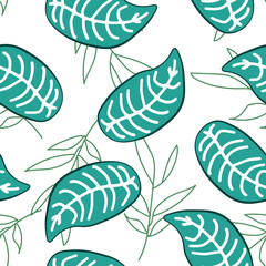 Leaf tropical seamless pattern illustration.