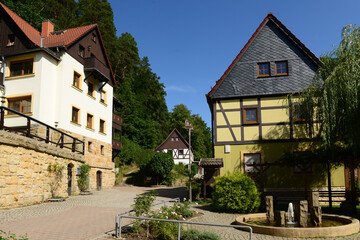 View of German village with beautiful houses