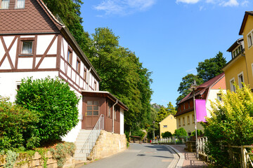 View of German village with beautiful houses
