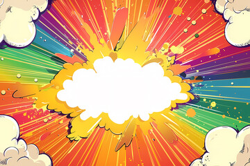 Colorful explosion of vibrant hues creating a dynamic, energetic background with a blank white space for custom text.
