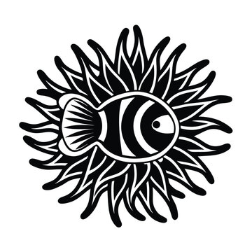 recommend clip art: Sea anemone unique silhouette, Sea anemone vector illustration, Sea anemone, Sea anemone clipart.