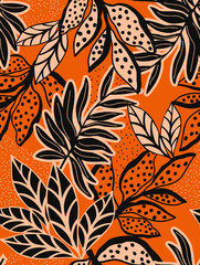 Leaf tropical pattern seamless illustration.