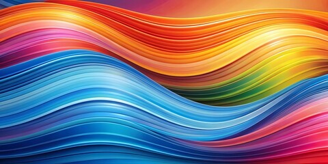 Obraz premium Abstract Wavy Lines of Vibrant Colors in a Curved Pattern of Blue, Red, Yellow, and Green