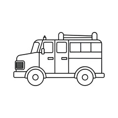 Heroic Firefighter Truck Line Art
