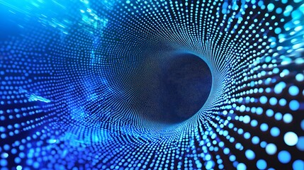 An eyecatching stock photo featuring a geometric pattern of blue halftone circles, giving a modern and hightech vibe. The intricate details lend a realistic touch to the image.