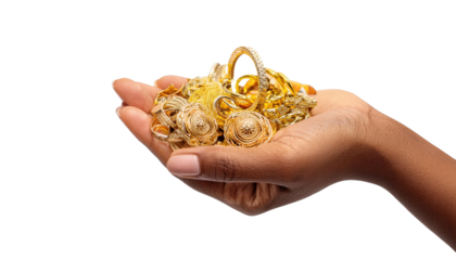 Close-Up of Female Hand Holding Gold Jewelry - Asset or Gold Loan Concept