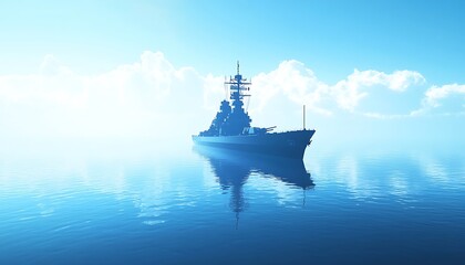 Obraz premium Battleship on a Calm Sea