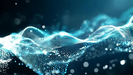 Abstract Blue Plexus Wave with Glowing Dots in Motion Background
