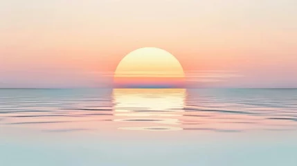 A simple icon of a serene sunset over water, with soft pastel colors and clean lines, symbolizing peace