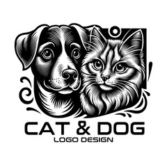 Cat And Dog Vector Logo Design