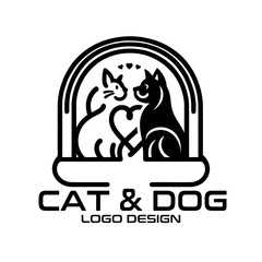 Cat And Dog Vector Logo Design