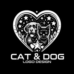 Cat And Dog Vector Logo Design