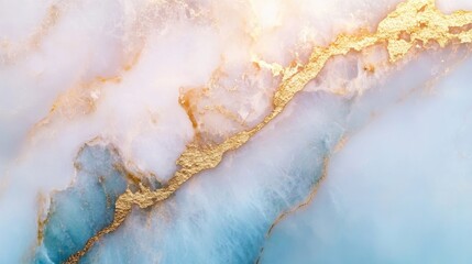 A beautiful marble surface showcases intricate gold veins, creating a striking contrast with the soft background, perfect for decor