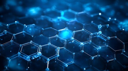Abstract 3D Hexagon Lattice Structure in Blue
