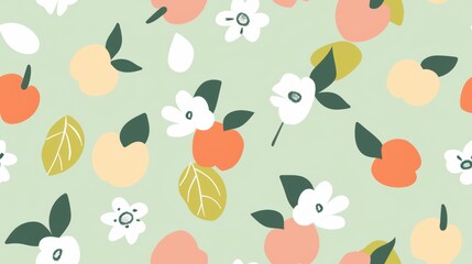 Seamless repetitive pattern background of fresh ripe apple for fabric design