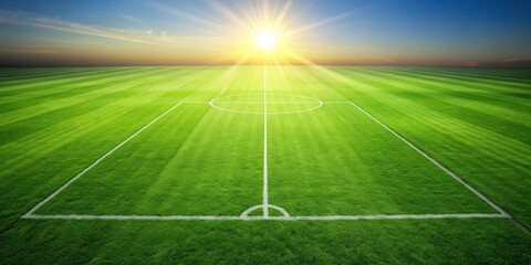Obraz premium Soccer play field ground lines on sunny grass pattern background, soccer, field, ground lines, sunny, grass, pattern