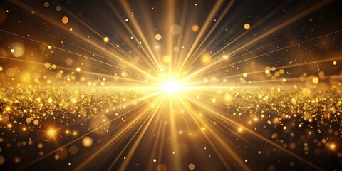 Abstract background with golden light beams and particles, golden, light, beams, particles, abstract, background, glow, shine