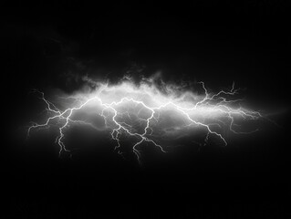 Lightning strikes in dark sky