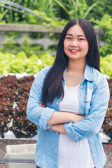 Portrait Asian women happiness smiling laugh happy person looking at camera. Beautiful happy girl portrait joy cheerful. Beauty women smile laughing. Confidence females candid shot smiling face.