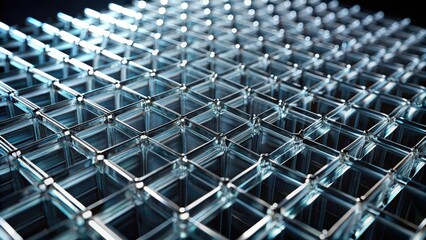Fototapeta premium Glass mesh array on black background, abstract render , abstract, glass, mesh, array, black background,render, texture