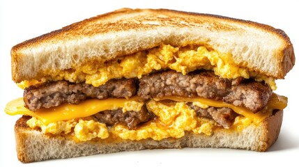 Delicious Egg and Cheese Sandwich with Meat Patty