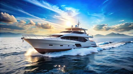 Luxury motor yacht sailing on the ocean, luxury, motor yacht, boat, ocean, sea, cruise, travel, vacation, relaxation