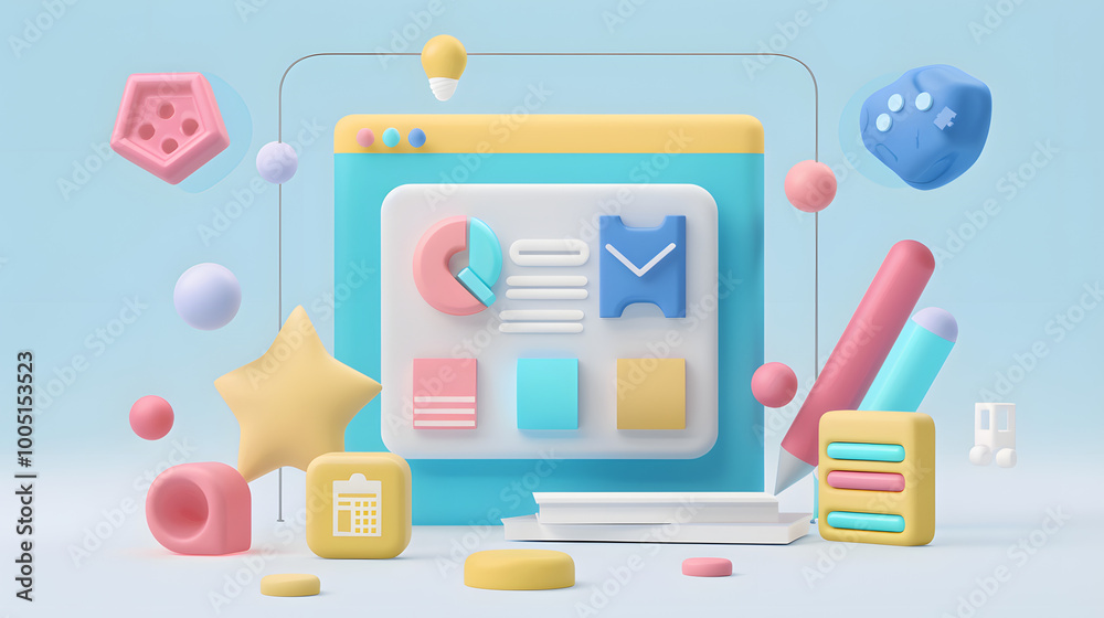 Wall mural usability testing icon user experience 3d