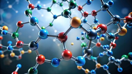 Obraz premium Molecular structure of a drug with complex chemical bonds , pharmaceutical, chemistry, medicine, research, science