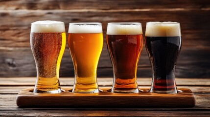 Varieties of Craft Beer in Tasting Glasses