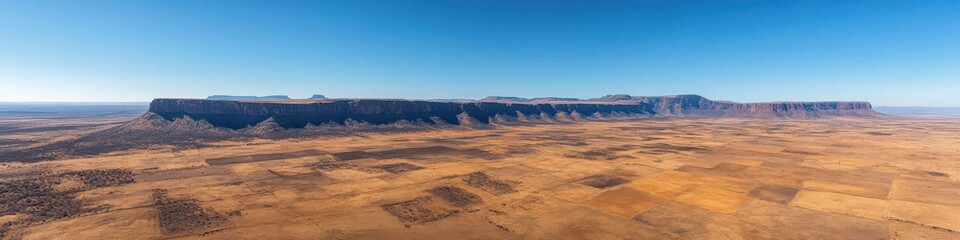 Naklejka premium Captivating Panoramic View of Monument Valley's Majestic Mesas and Vast Desert Landscape Under a Clear Blue Sky