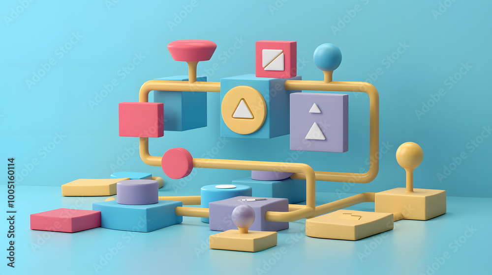 Wall mural user flow icon user experience 3d