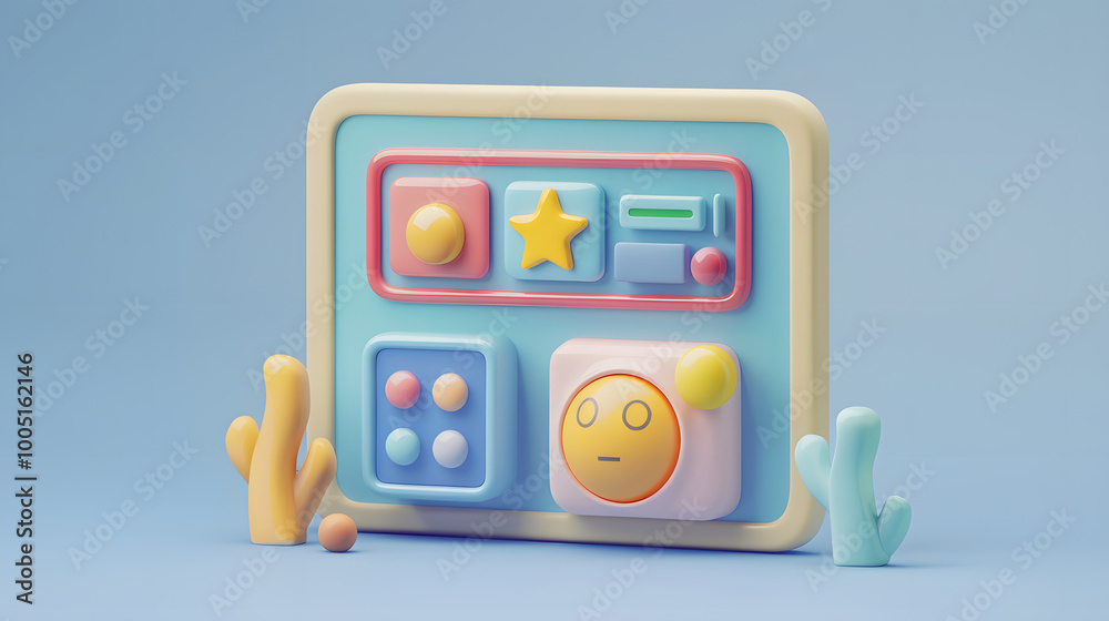 Wall mural user interface icon web design 3d