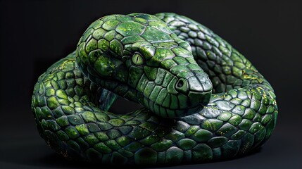 Obraz premium Green Snake Close Up: Scales, Eyes, and Texture