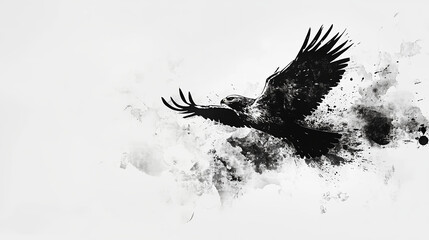 hawk, eagle, sky, sun, sunrise, sunset, flight, gold, Japanese pattern, Japan, tradition, typical, Japanese art, Japanese painting, ink painting, sumi-e, ukiyo-e, elegant, cool, landscape, wabi-sabi, 