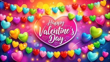 Celebrate love with a vibrant Valentine's Day banner adorned with heart shapes and a colorful background, perfect for enhancing your festive decor and spreading joy.