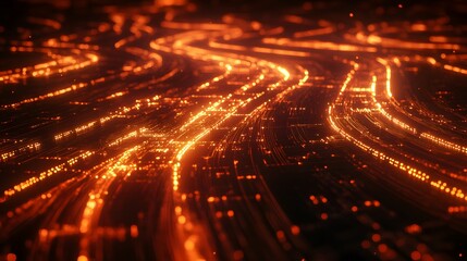 Abstract Orange and Black Swirling Light Pattern