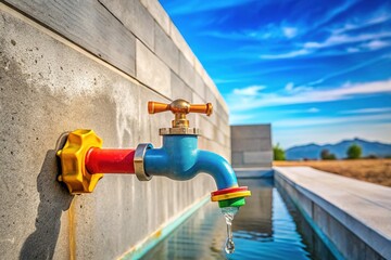 Install a faucet for swimming pools on cement walls, ensuring durability and accessibility for maintenance in construction settings within the industry.