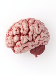 Highquality 3D illustration of a human brain with realistic texture and details displayed on a clean white background Ideal for use in medical presentations neuroscience research psychology and educat
