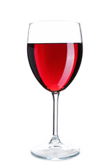 Glass of red wine on white background