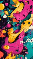 vibrant abstract paint splatter art with bold
