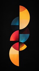 Obraz premium geometric abstract art with colorful shapes on black background