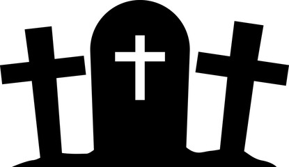 Fototapeta premium silhouette of a tombstone in the shape of a cross, indicating a tomb.