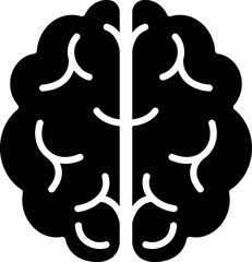 Simple black and white brain icon representing intelligence, creativity, and cognitive concepts. Perfect for educational, scientific, and technological themes.