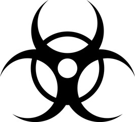 A bold black biohazard symbol on a white background, representing danger and caution. Ideal for safety, health, and environmental awareness projects