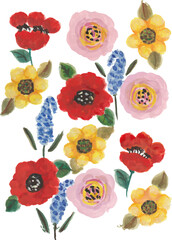 flower watercolour pattern background wallpaper illustration clipart vector with isolated white background