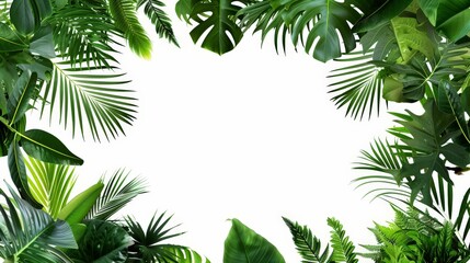 Fototapeta premium Tropical Leaves Frame Isolated On White Background
