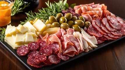 Gourmet Charcuterie Board with Cheeses and Meats