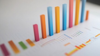 Colorful Bar Graphs on Financial Chart Background