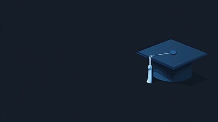 A Single Graduation Cap Against a Dark Blue Background