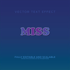 miss vector editable text effect